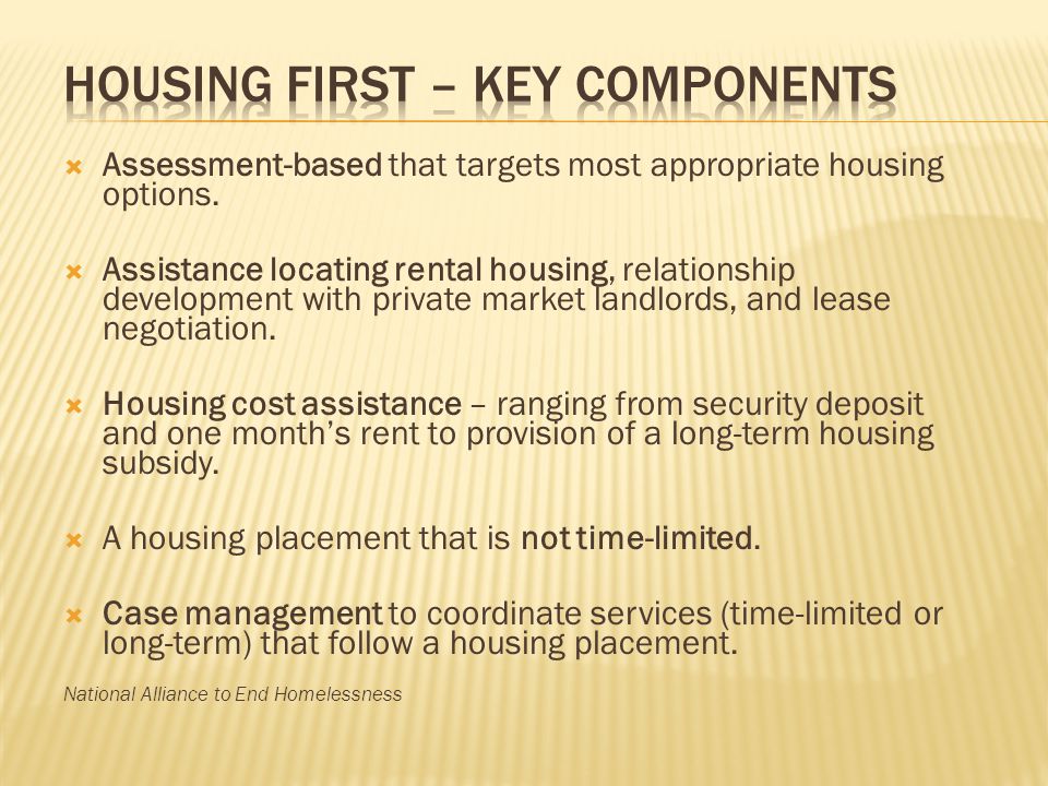 Housing First – Key Components