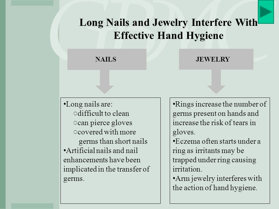 Long Nails and Jewelry Interfere With Effective Hand Hygiene