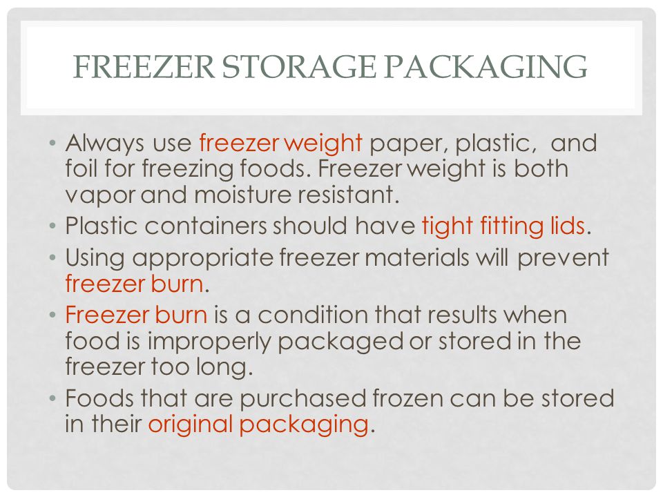 Freezer Storage Packaging