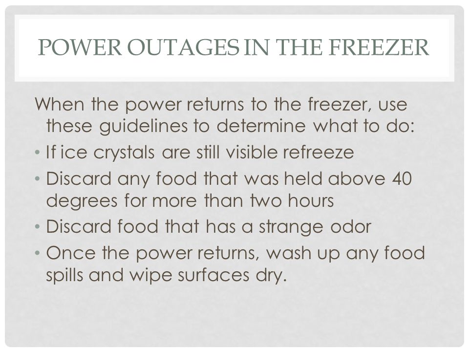 Power Outages in the Freezer