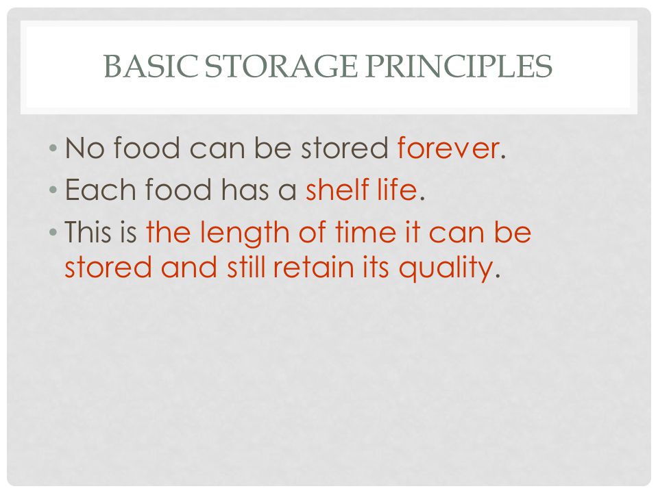 Basic Storage Principles