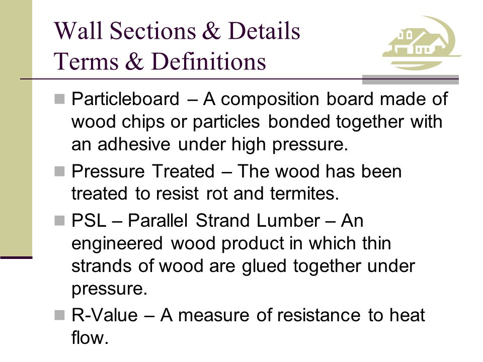 Wall Sections & Details Terms & Definitions
