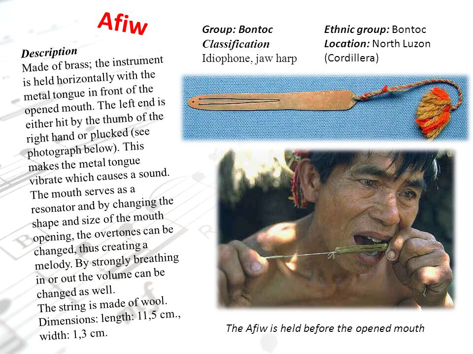 Afiw Group: Bontoc Classification Idiophone, jaw harp