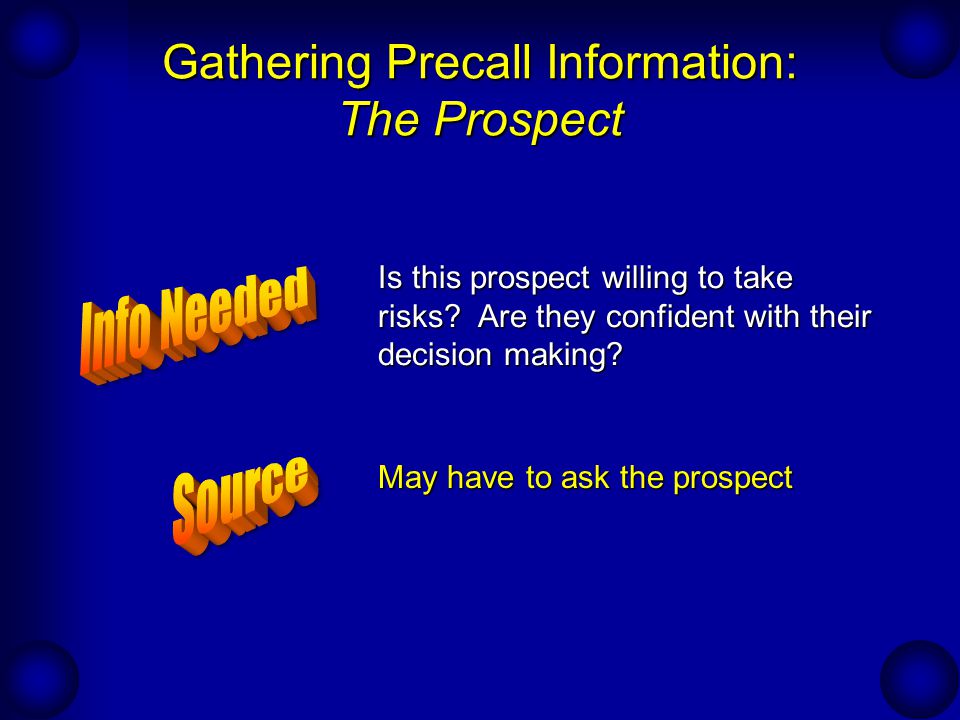 Gathering Precall Information: The Prospect
