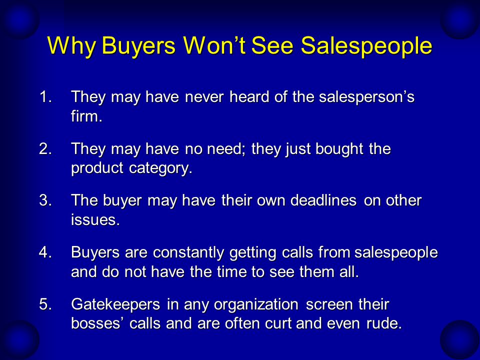 Why Buyers Won’t See Salespeople