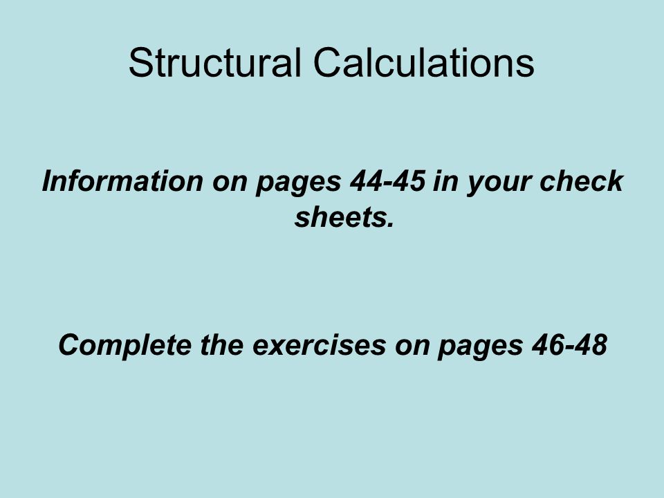 Structural Calculations