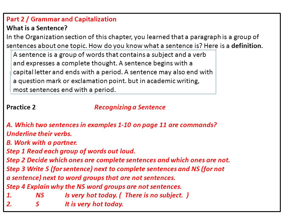 Part 2 / Grammar and Capitalization