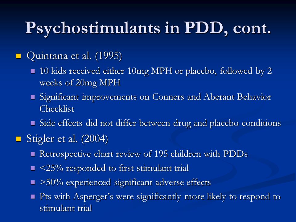 Psychostimulants in PDD, cont.