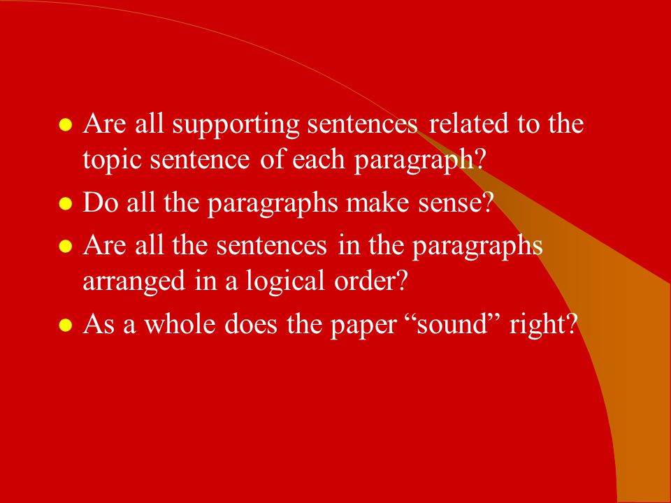 Are all supporting sentences related to the topic sentence of each paragraph