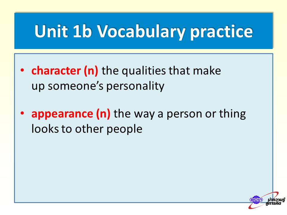 Unit 1b Vocabulary practice