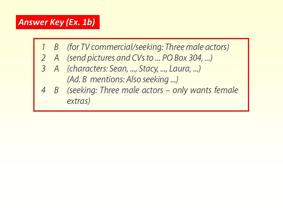 Answer Key (Ex. 1b)