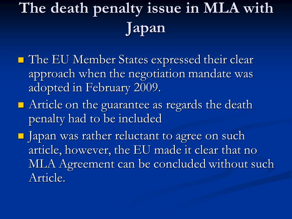The death penalty issue in MLA with Japan