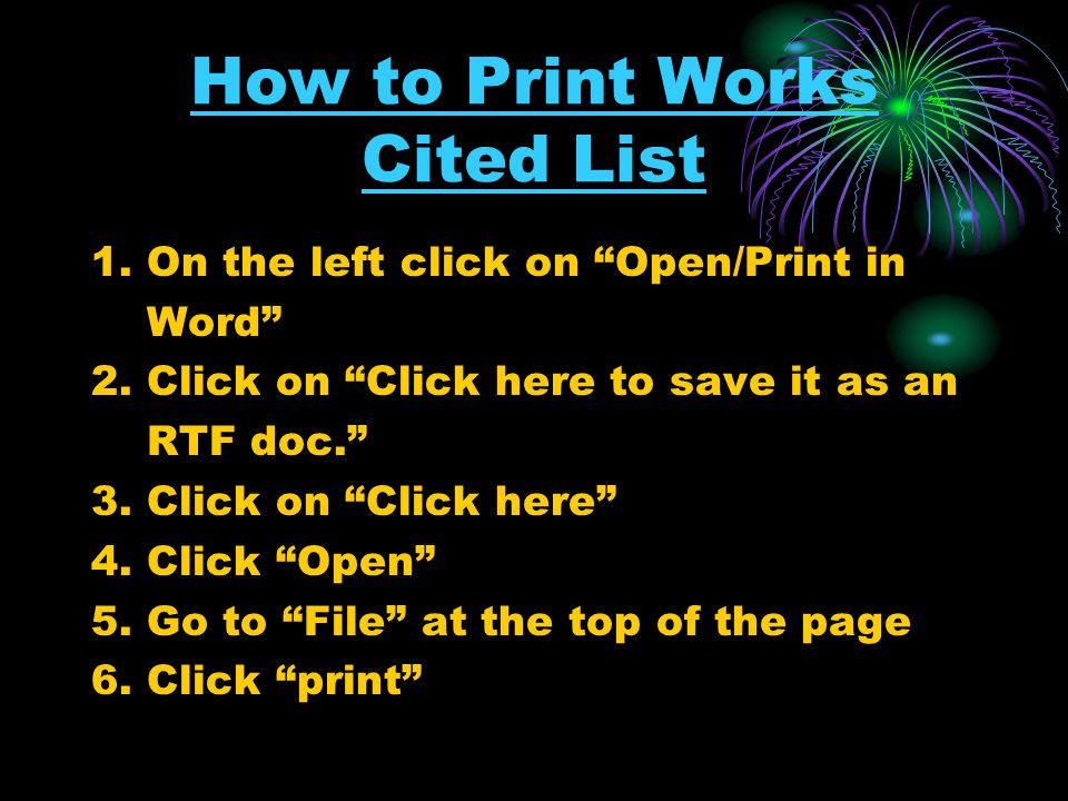 How to Print Works Cited List