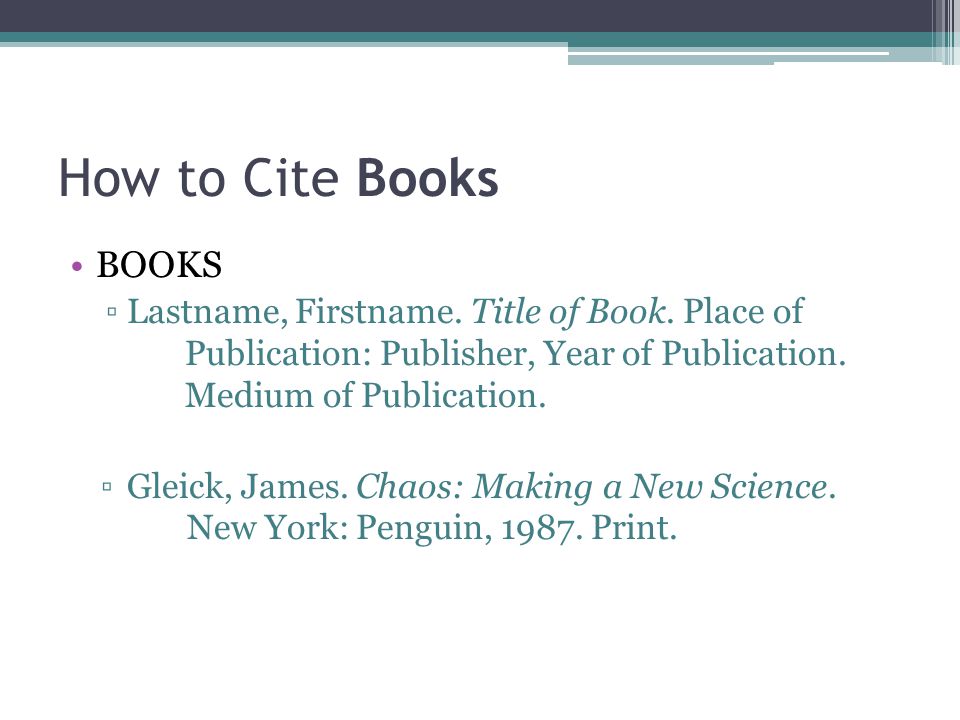 How to Cite Books BOOKS.