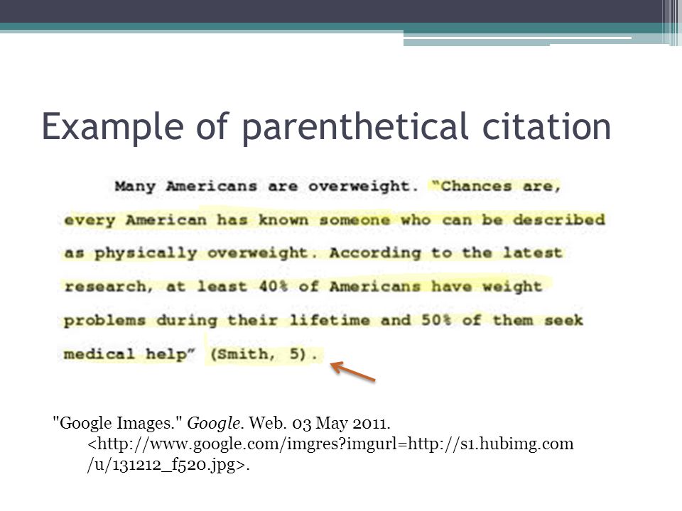 Example of parenthetical citation