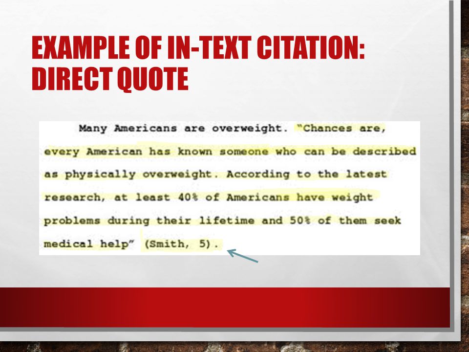 Example of in-text citation: direct quote
