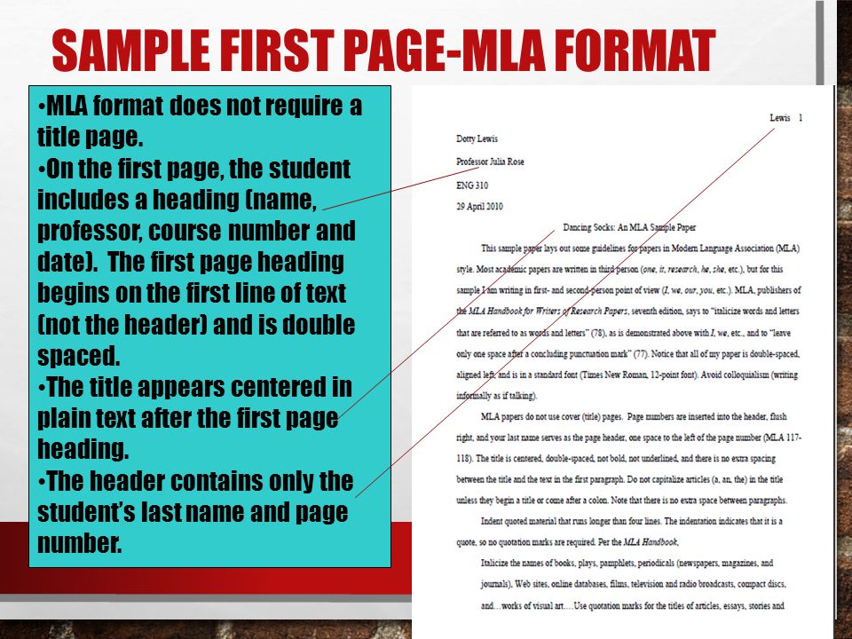 Sample first page-mla format