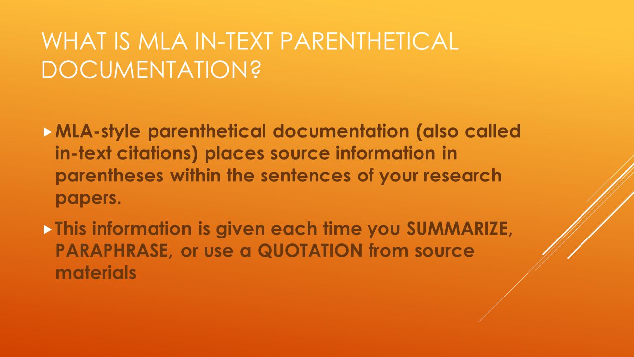 What is MLA in-text Parenthetical Documentation