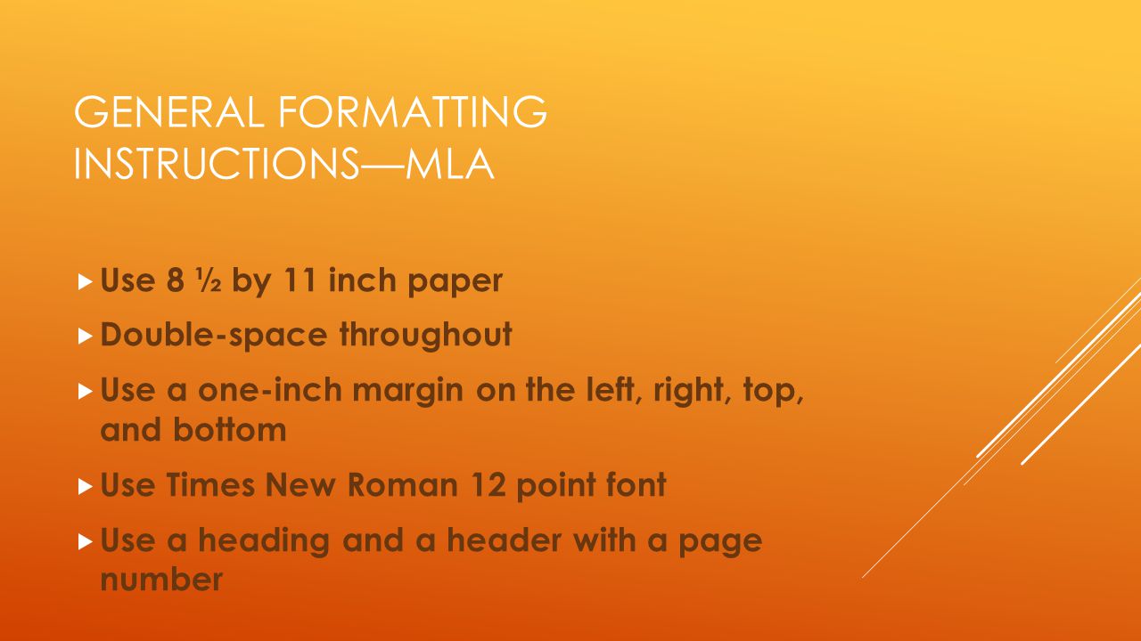 General formatting instructions—MLA