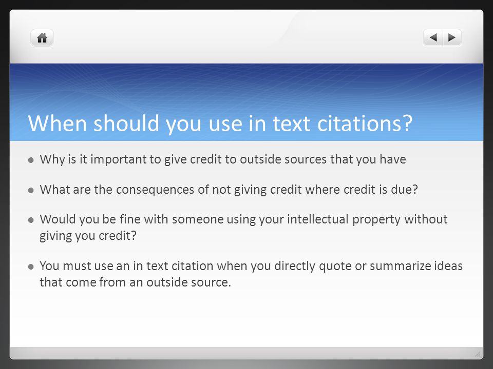 When should you use in text citations