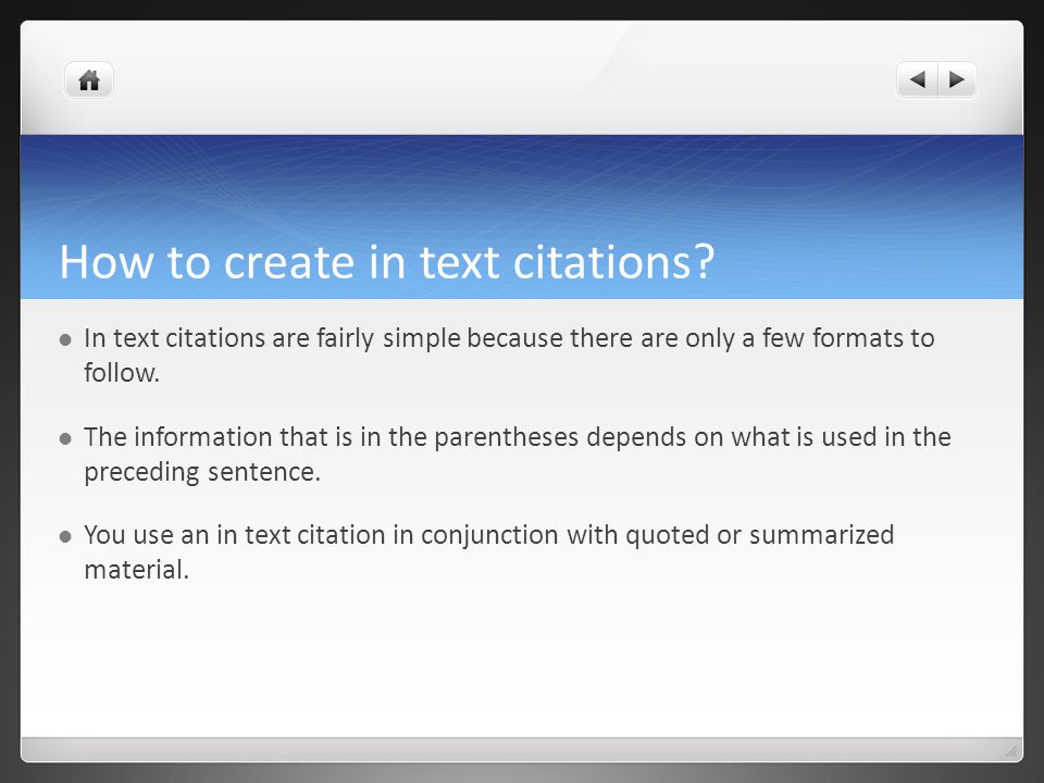 How to create in text citations