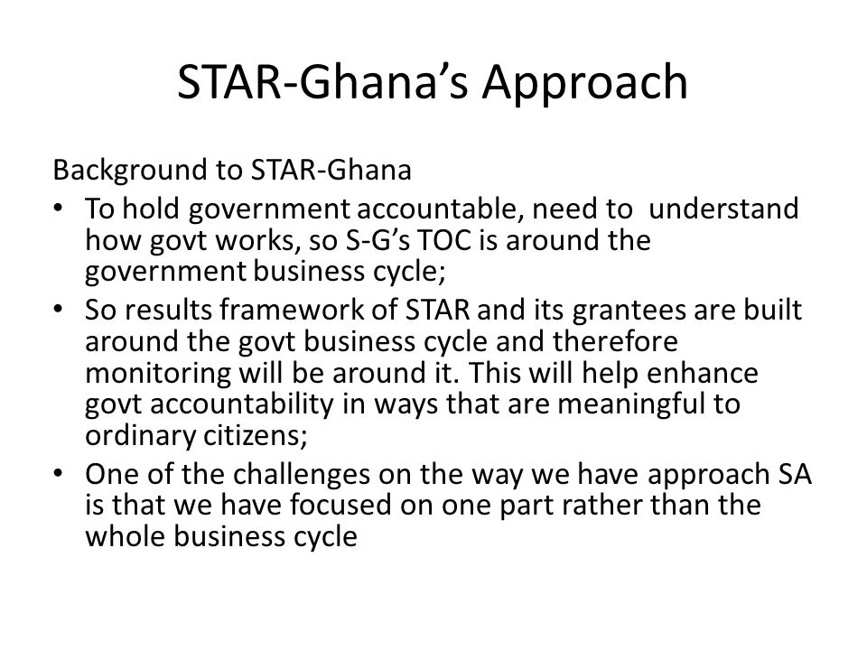 STAR-Ghana’s Approach