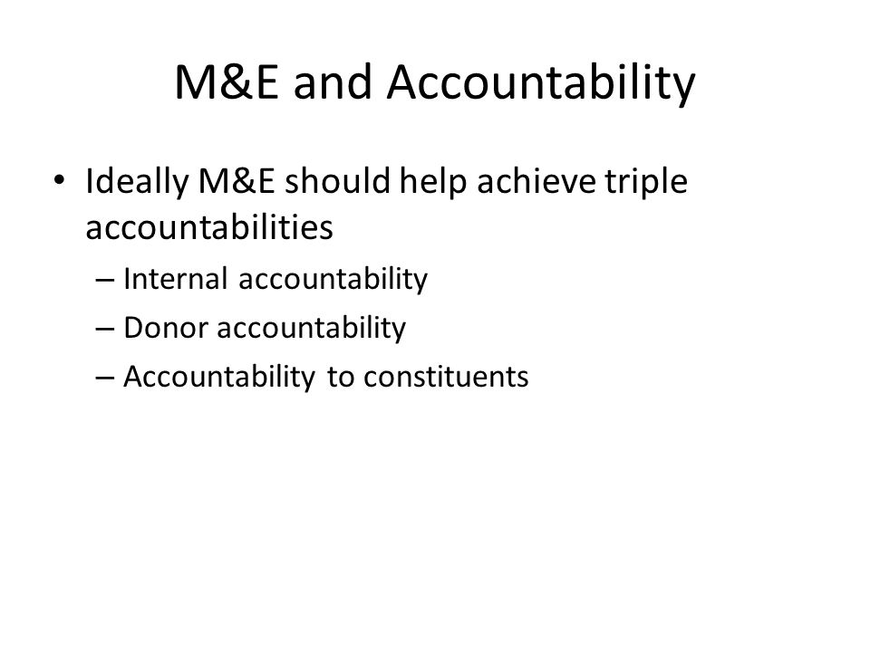 M&E and Accountability
