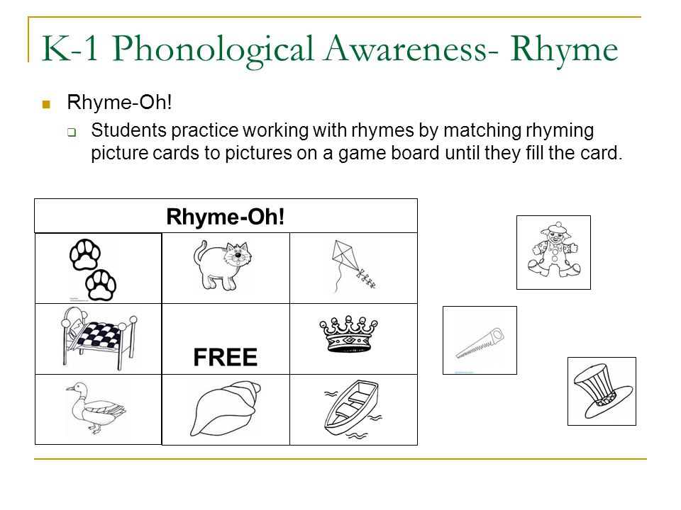 K-1 Phonological Awareness- Rhyme