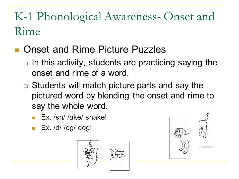 K-1 Phonological Awareness- Onset and Rime