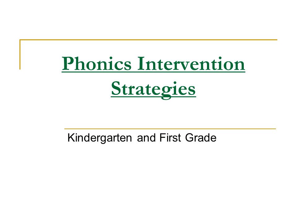 Phonics Intervention Strategies