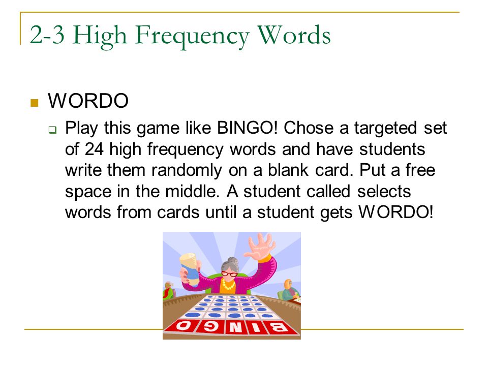 2-3 High Frequency Words WORDO