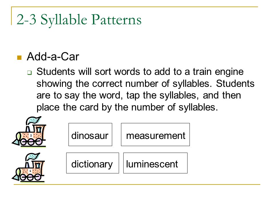 2-3 Syllable Patterns Add-a-Car