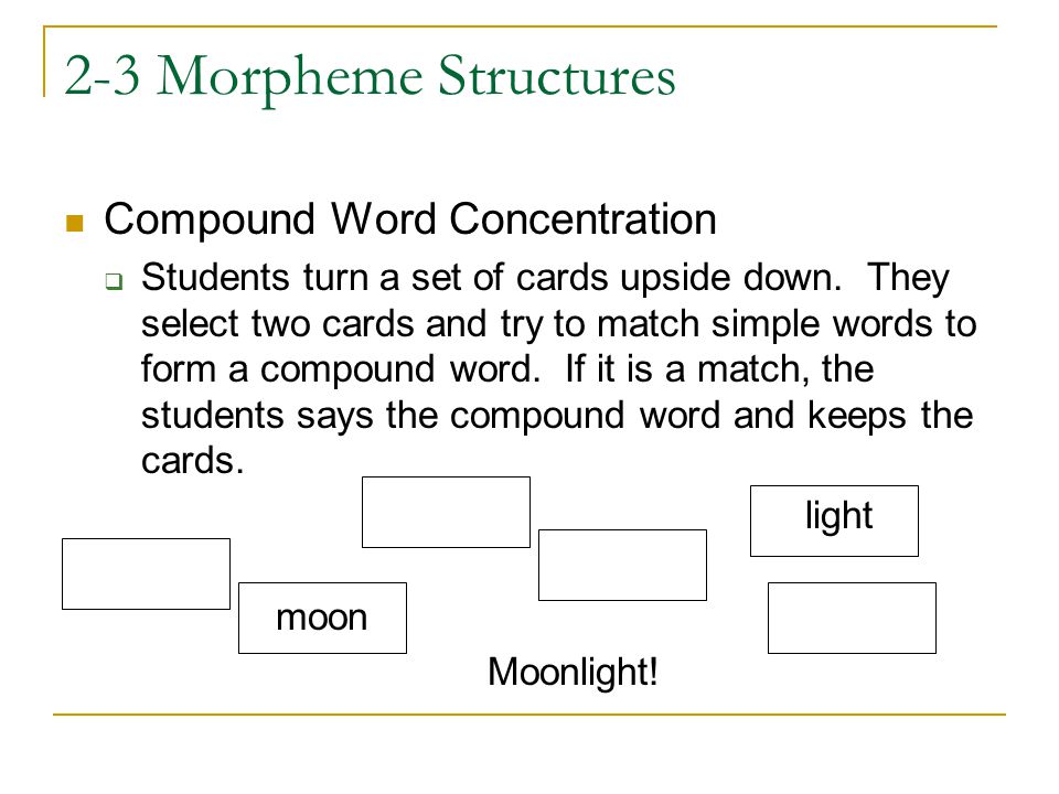 2-3 Morpheme Structures Compound Word Concentration