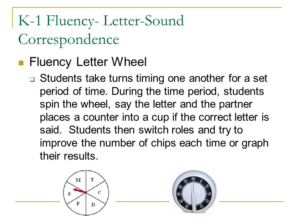 K-1 Fluency- Letter-Sound Correspondence
