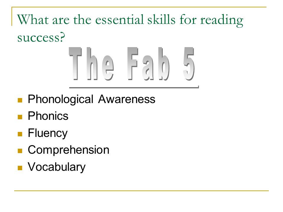 What are the essential skills for reading success