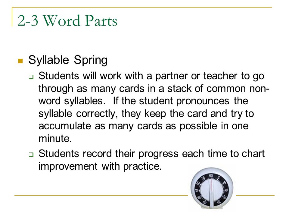2-3 Word Parts Syllable Spring