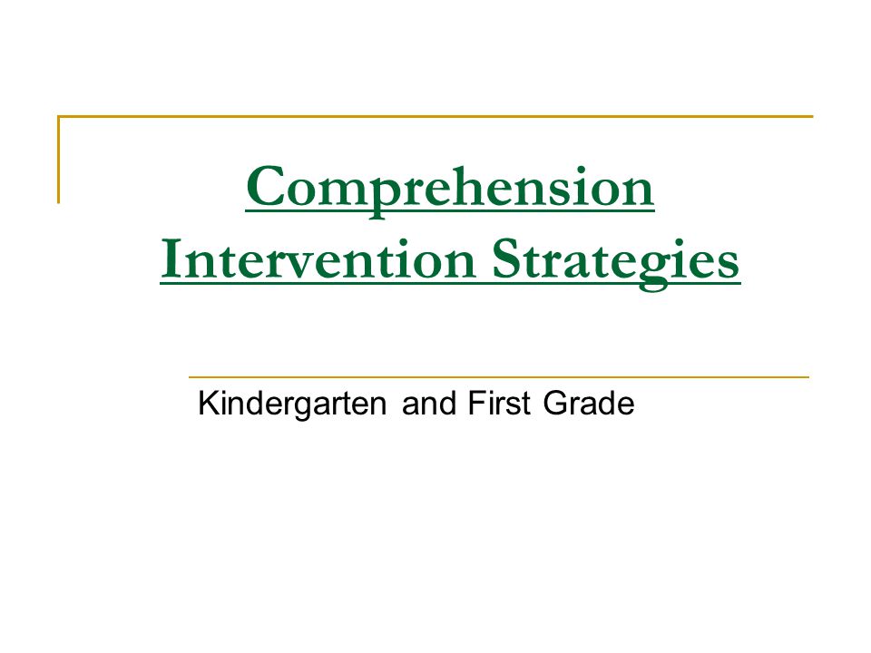 Comprehension Intervention Strategies
