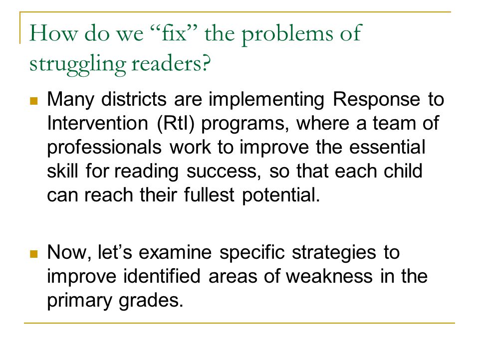 How do we fix the problems of struggling readers