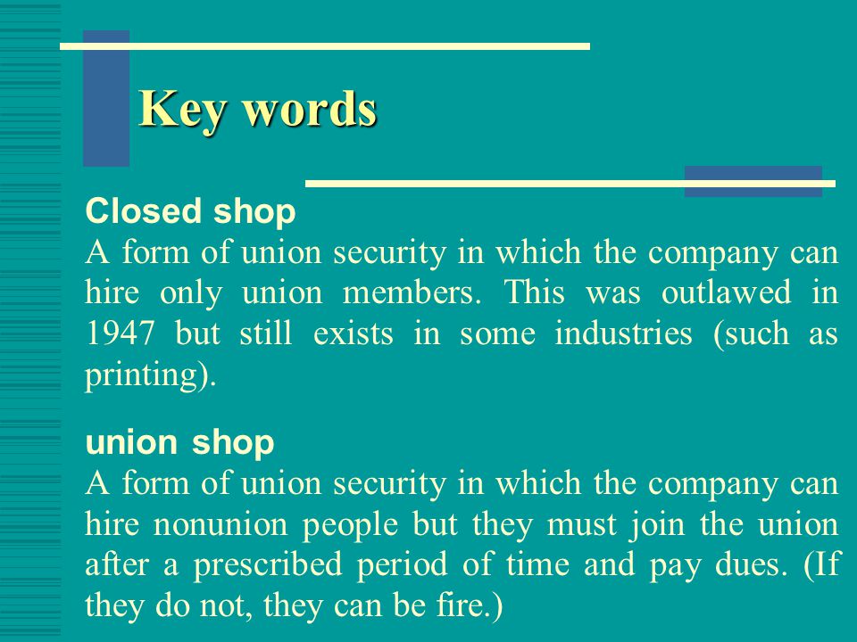 union shop example