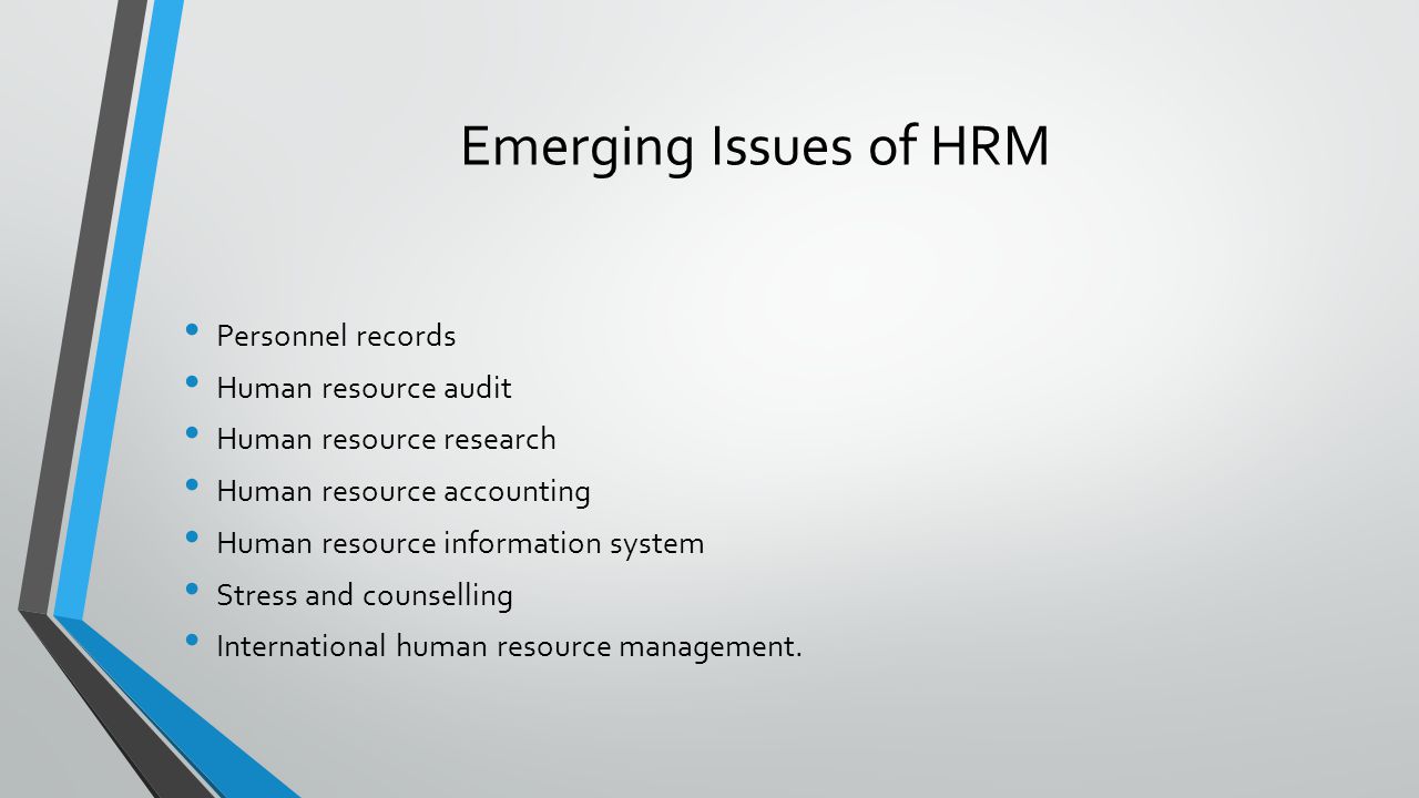 Emerging Issues of HRM Personnel records Human resource audit