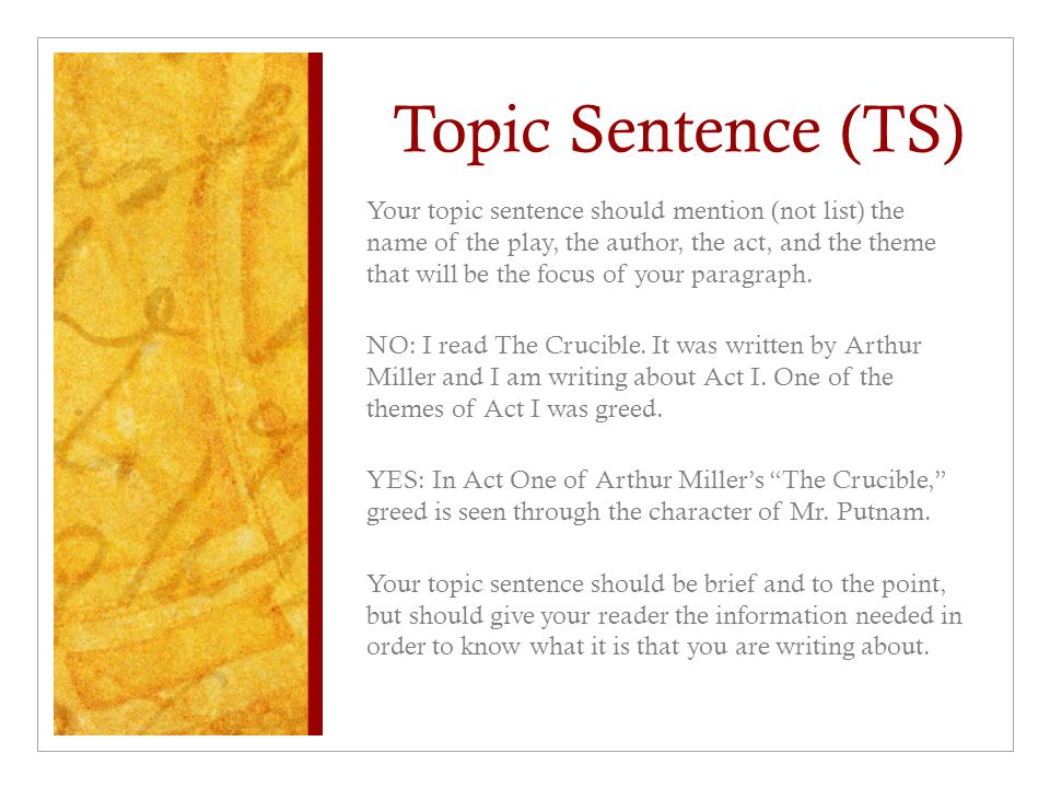 Topic Sentence (TS)