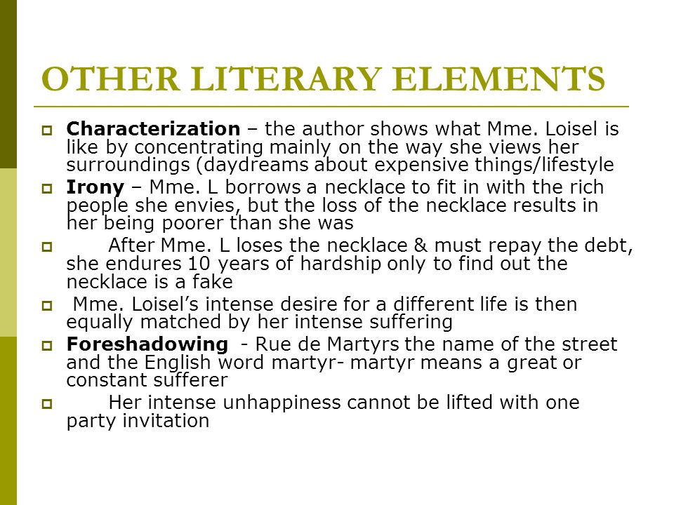 the necklace literary elements