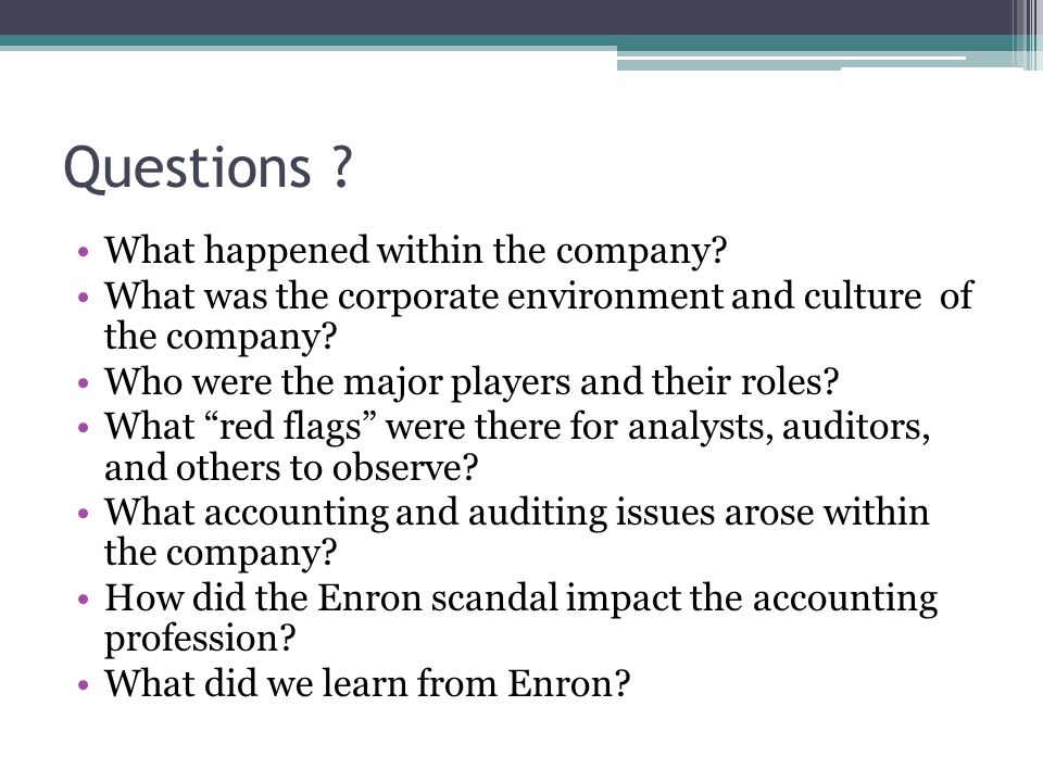 Presentation on theme: "Enron: An Extended Case Study"- Presentat...