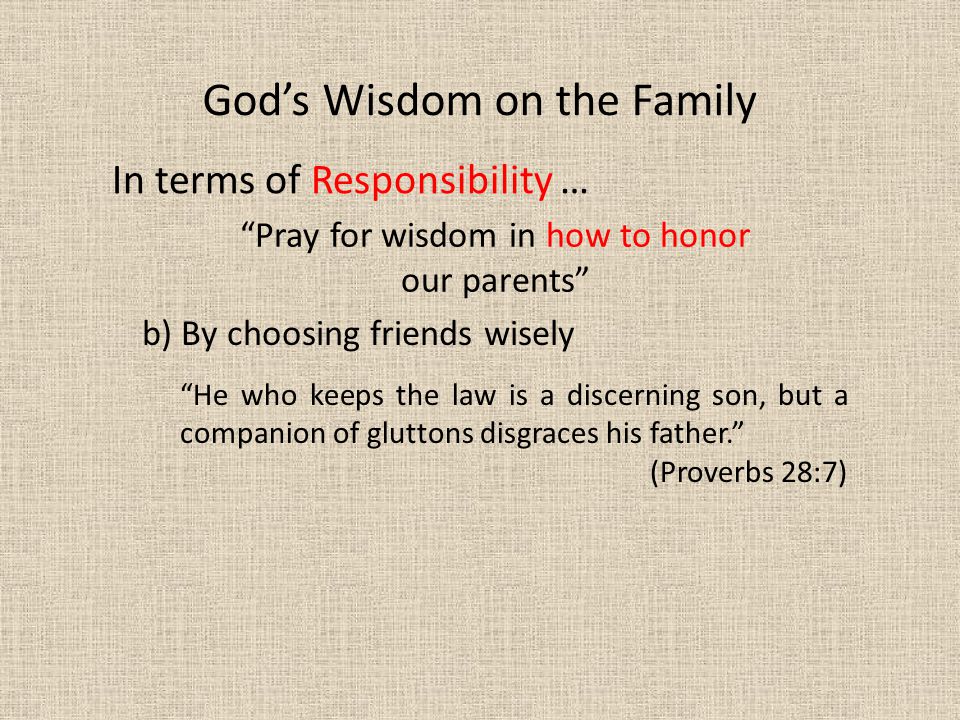 Pray for wisdom in how to honor our parents