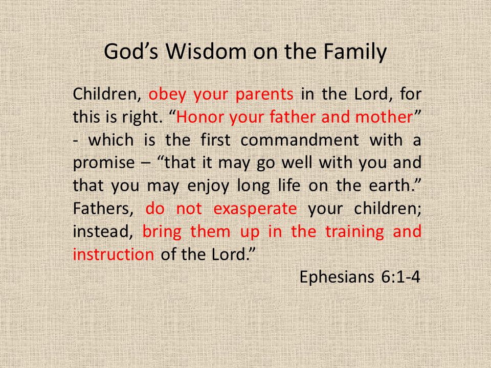 God’s Wisdom on the Family