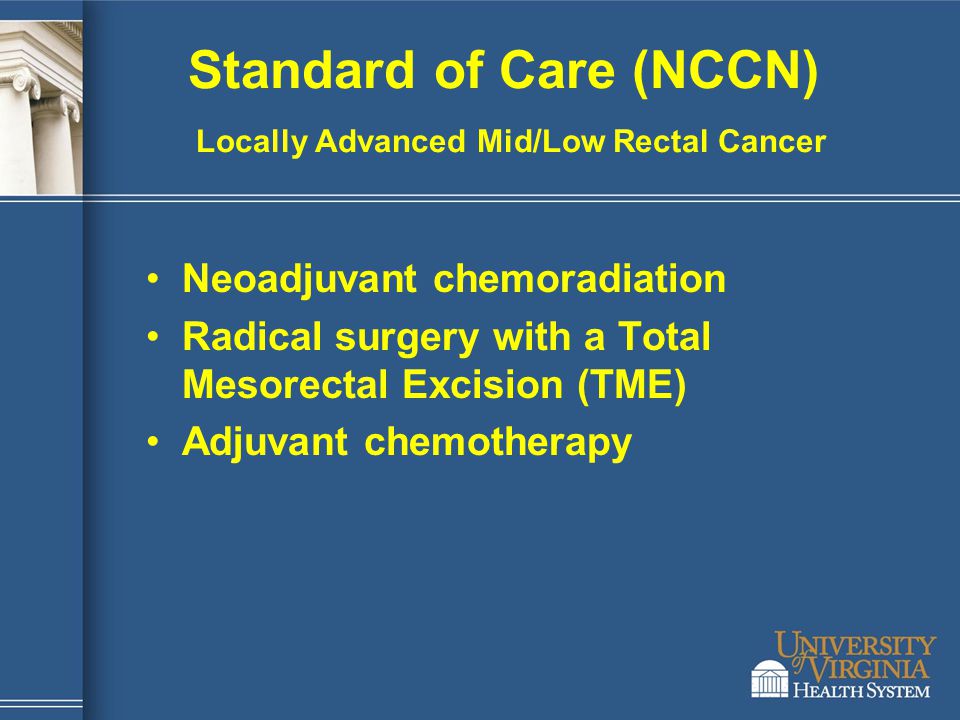 Standard of Care (NCCN) Locally Advanced Mid/Low Rectal Cancer