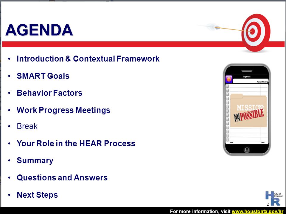 AGENDA Introduction & Contextual Framework SMART Goals