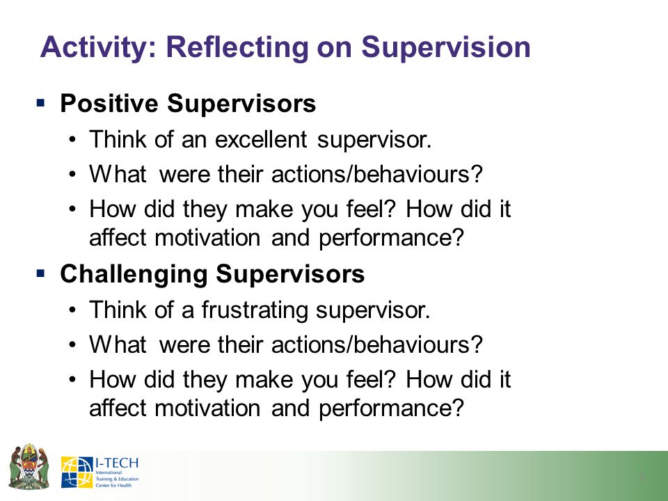 Activity: Reflecting on Supervision