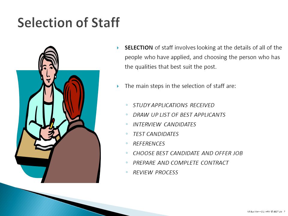 Selection of Staff