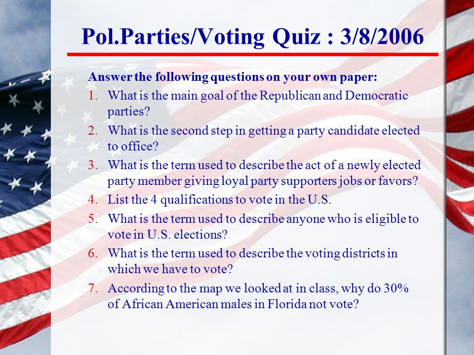 Pol.Parties/Voting Quiz : 3/8/2006